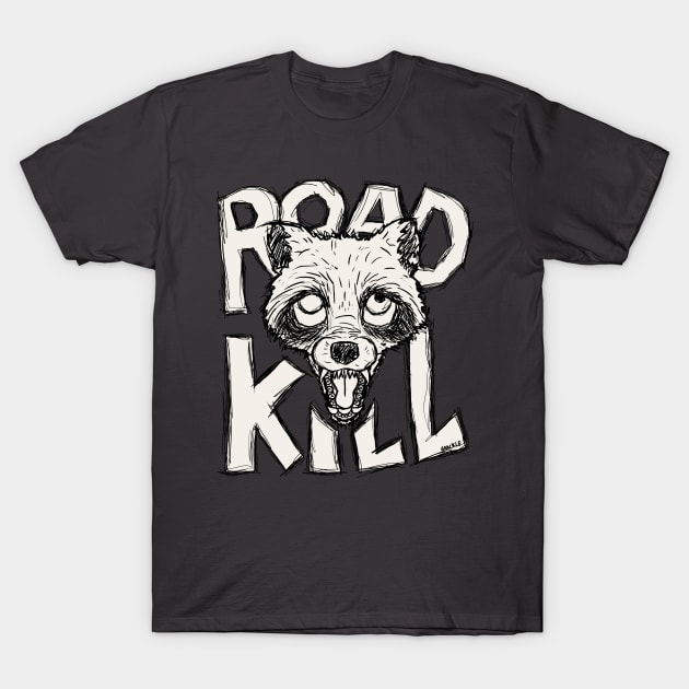 Roadkill Raccoon T-Shirt by Jan Grackle